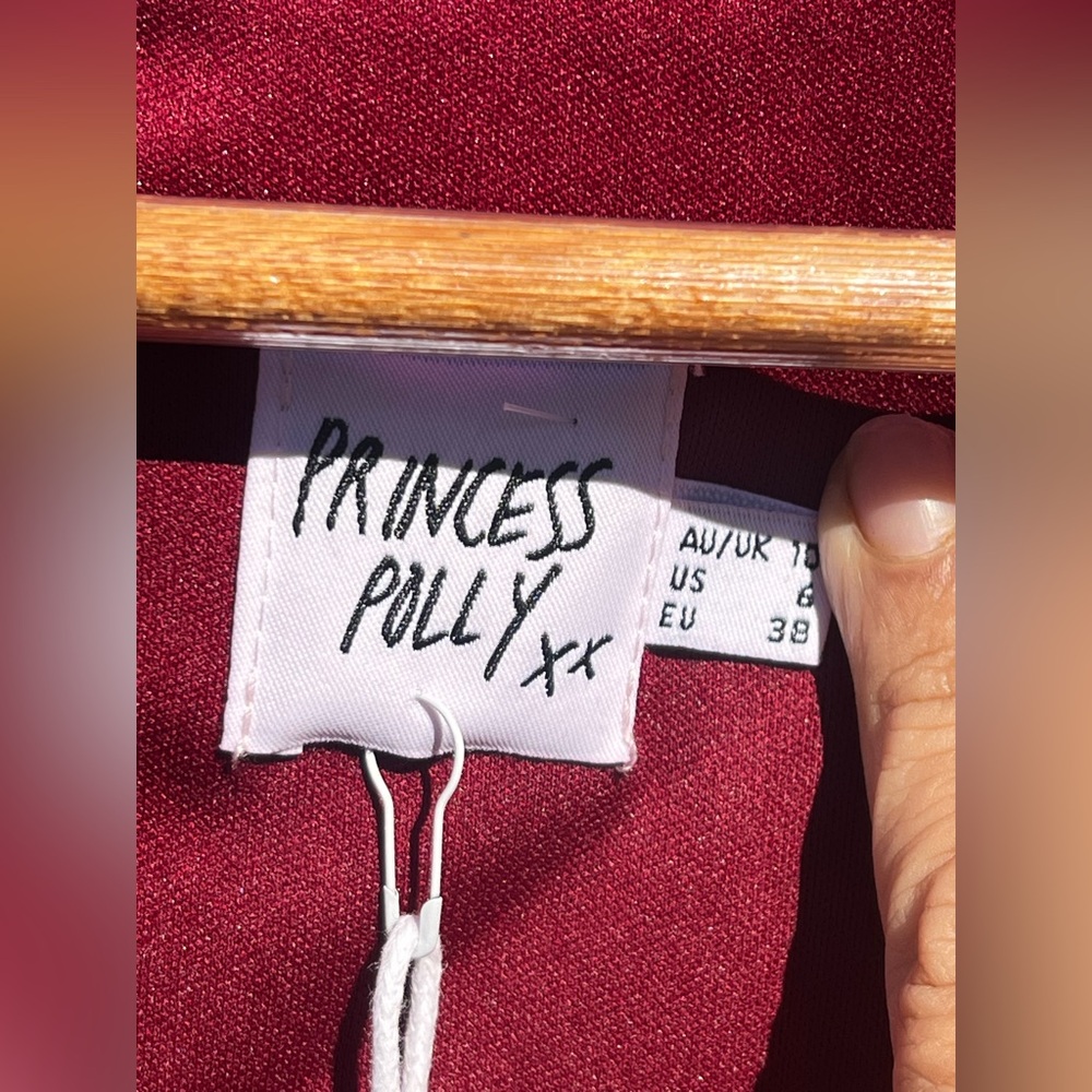 Princess Polly The Villa Mini Dress In Burgundy Size 6 - Picture 10 of 15